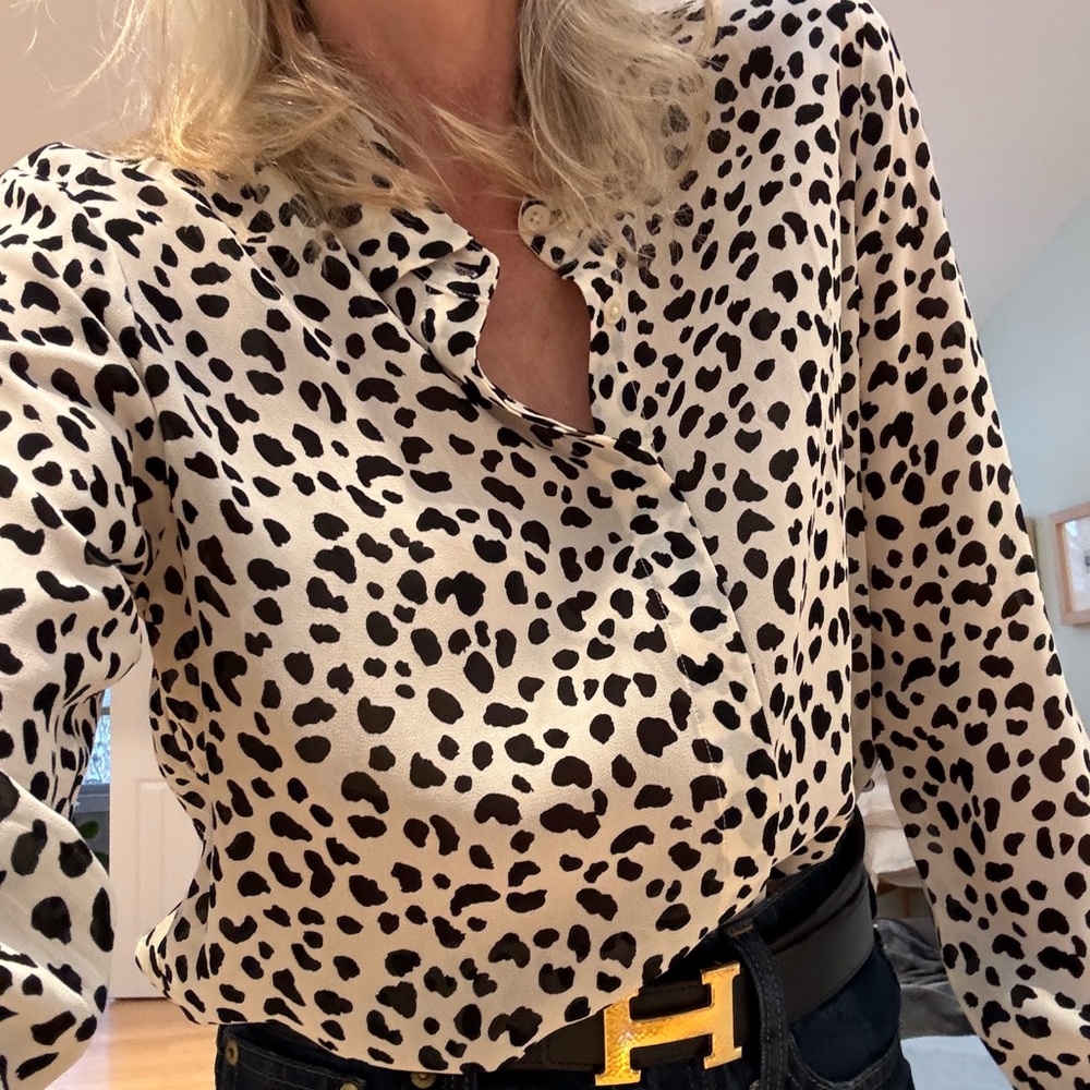 Reformation animal print blouse